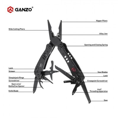 Ganzo G302-B Multi Tool Schwarz  - KNIFESTOCK