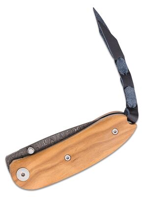 Lionsteel Mini Damascus Heinsgringla Olive wood handle, wood box 8210D UL - KNIFESTOCK