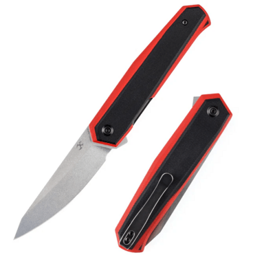 Kansept Integra Stonewashed 154CM Red &amp; Black G10 T1042A3 - KNIFESTOCK