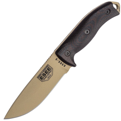 Esee Desert Tan Blade, Blood/Black G-10 3D Handle, Black Kydex Sheath 5pdt-004 - KNIFESTOCK