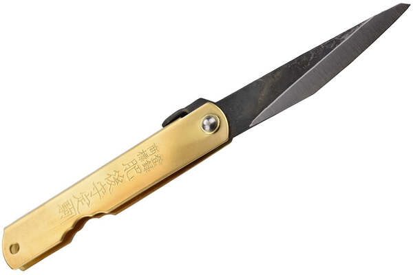 Higonokami HIGOKIRIL Kiridashi Folding Knife, Brass handle HIGOKIRI-L - KNIFESTOCK