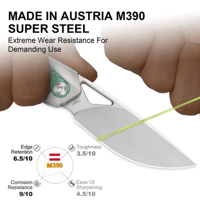 Kizer Topsail M390,Blast,Titanium &amp; Crystallized Titanium - KNIFESTOCK