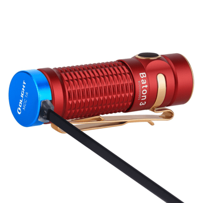 Olight Baton 3 Rechargeable Flashlight (Red, 1200 Lumens) - KNIFESTOCK