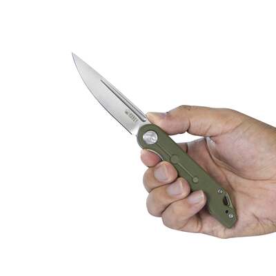 KUBEY Mizo Liner Lock Front Flipper Folding Knife Green G10 Handle KU2101D - KNIFESTOCK