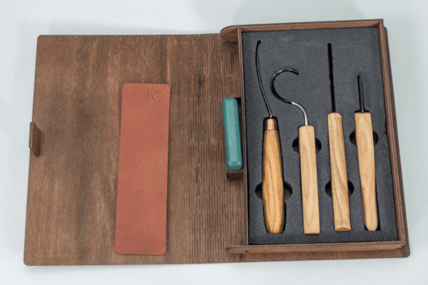 Beavercraft Spoon and Kuksa Carving Professional Set in gift book-box S43 book - KNIFESTOCK