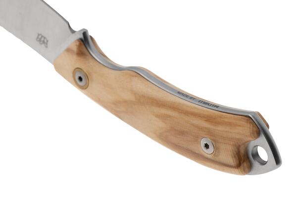 MKM POCKET TANGO 1 – MAGNACUT MUK Satin Fixed bld, OLIVE WOOD hdl, +POCKET LEATH - KNIFESTOCK