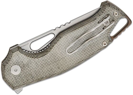 MKM VINCENT – MAGNACUT SW bld, GREEN CANVAS MICARTA hdl, S/S WIRE CLIP MK VCM-GC - KNIFESTOCK