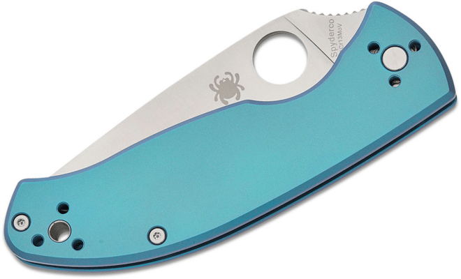 Spyderco C122TIBLP TENACIOUS BLUE TI PLAINEDGE - KNIFESTOCK