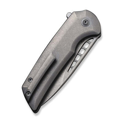 WE Mini Malice Gray Titanium Handle Gray Stonewashed CPM 20CV Blade WE054BL-2 - KNIFESTOCK