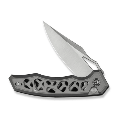 Civivi Anaaki Skeletonized Gray Aluminum HandleSatin Finished Nitro-V BladeButton Lock - KNIFESTOCK