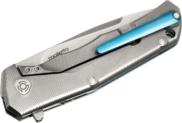 Lionsteel Folding knife M390 blade, Titanium handle BLUE Acc. IKBS wood KIT box  TRE BL - KNIFESTOCK