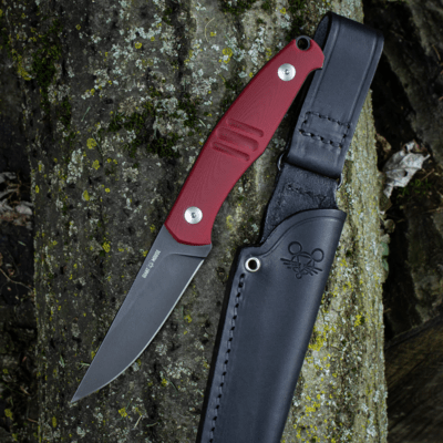 Giant Mouse GMF2-P-R Red G10 / PVD Finish / Black Leather Sheath - KNIFESTOCK