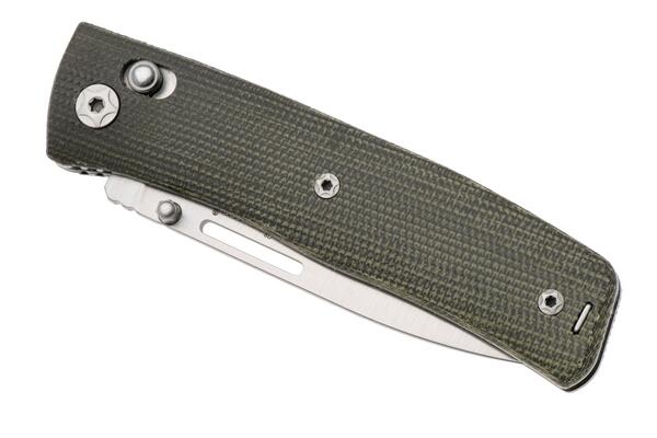 LionSteel NINI Folding knife M390 satin blade, full GREEN Canvas handle NN1 CVG - KNIFESTOCK