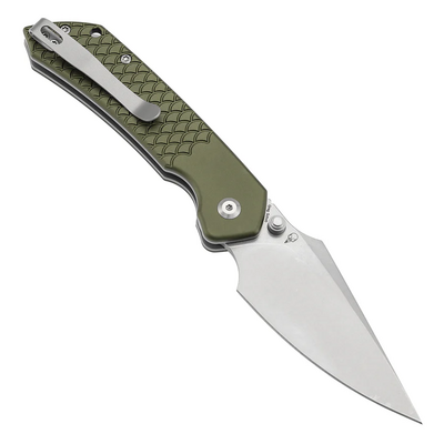 Tenable Knives Fenrir Stonewashed Nitro V,Green Anodized Aluminum+  Fishscale B1034H7 - KNIFESTOCK