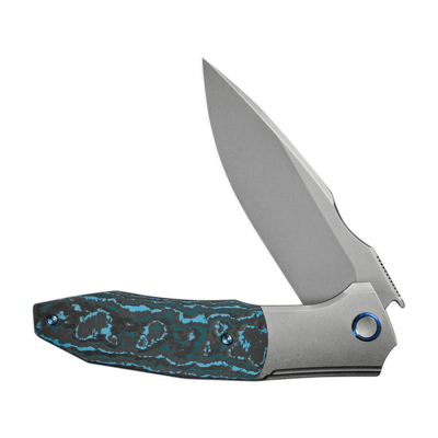 WE Polished Bead Blasted Titanium Handle With Arctic Storm Fat Carbon Fiber Inla - KNIFESTOCK