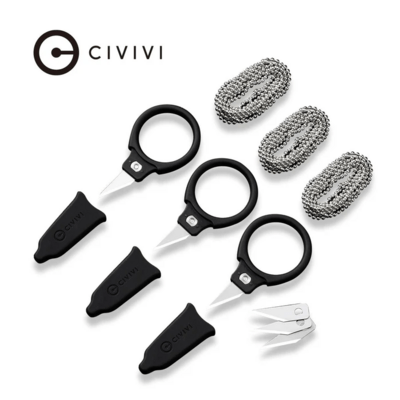 CIVIVI Quick Snip 3 pcs Mini Neck KnivesBlack ABS With Rubber CoatingPlain 6Cr - KNIFESTOCK