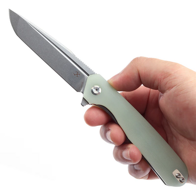 KANSEPT Qilin Flipper Jade G10, Stonewashed 154CM T1047T5 - KNIFESTOCK