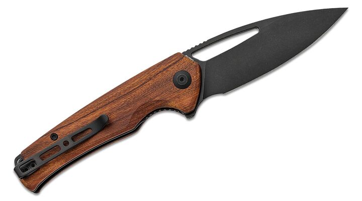SENCUT Mims Guibourtia Wood Handle Black Stonewashed 9Cr18MoV Blade 21013-4 - KNIFESTOCK