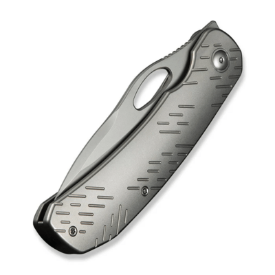 WE Knife Inmate Gray Titanium Handle &amp; RaindropsStonewashed CPM 20CV BladeFrame Lock - KNIFESTOCK