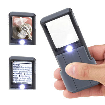 Carson 5x Slide-out LED MiniBrite Aspheric Lens Magnifier with Protective Sleeve PO-55 - KNIFESTOCK