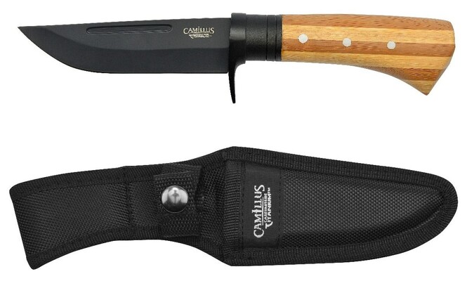 Camillus CMLS-18538 Fixed Blade Knife, Bamboo Handle, Nylon Sheath - KNIFESTOCK
