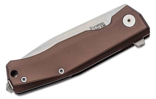 Lionsteel Myto Folding knife STONE WASHED M390 blade, EARTH BROWN  aluminum handle MT01A ES - KNIFESTOCK