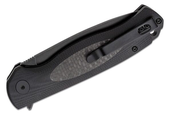 Petrified Fish PFB03 Stamp Black Stonewashed D2 Carbon Fiber With Black G10 PFB03DDW - KNIFESTOCK