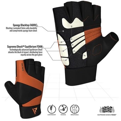 RDX GYM GLOVE LEATHER S14 TAN XXL - KNIFESTOCK