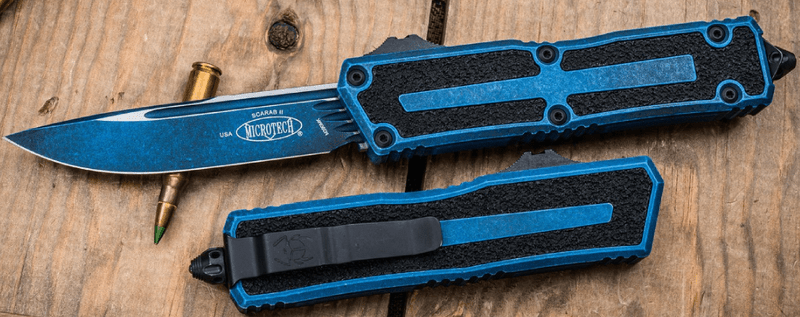 Microtech SCARAB II GEN III S/E BLACK STANDARD WEATHERED BLUE 1278-1WBL - KNIFESTOCK