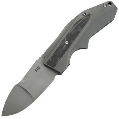WE Knife Coral Gray Titanium Handle With Marble Carbon Fiber InlayGray Stonewashed CPM 20CV Blade - KNIFESTOCK