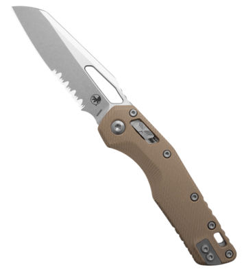 Microtech MSI® S/E Fluted G-10 Tan Stonewash Partial Serrated 210-11FLGTTA - KNIFESTOCK