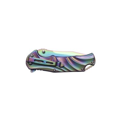 Schrade Rainbow Titanium Coated 9Cr18MoV Oțel, Mâner din Aluminiu, Liner Lock, Thumb Studs - KNIFESTOCK
