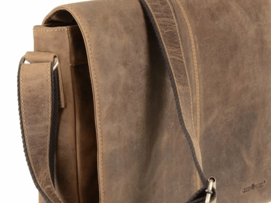 Sac à bandoulière en cuir GreenBurry 39x30cm &quot;Vintage&quot; brun antique - KNIFESTOCK