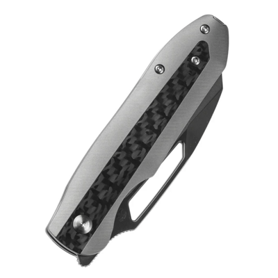 Kansept Thunderhead Satin CPM S35VN Beadblasted Titanium with Twill Carbon FIber Inlay - KNIFESTOCK
