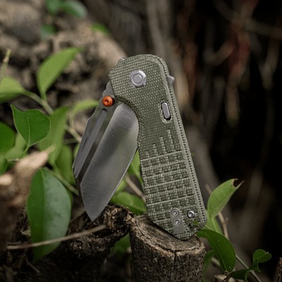 Vosteed Hedgehog S35VN Satin &amp; Brushed,Olive Green Micarta - KNIFESTOCK