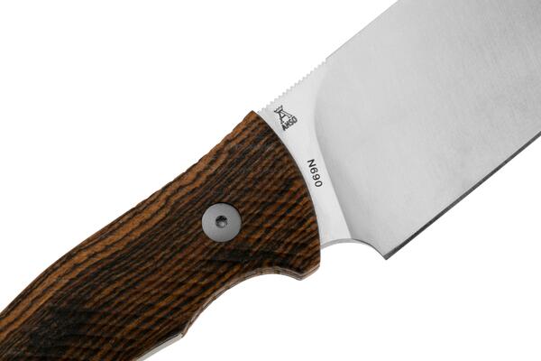 Coltello Viper a lama fissa in acciaio N690 con finitura satinata e codolo seminasco - KNIFESTOCK