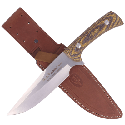 MUELA 170mm blade, full tang knife, brown / mustard Jute MICARTA handle JABALI-17G - KNIFESTOCK