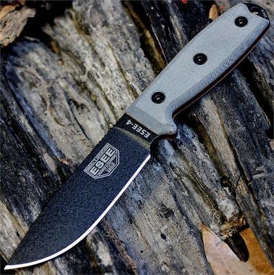 ESEE Knives ESEE-4P-MB-B Plain Edge, Black Sheath, MOLLE Back and Clip Plate - KNIFESTOCK