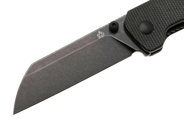 QPS Penguin V2 D2, black stonewash, Manico: Micarta marrone scuro QS130V2-A2 - KNIFESTOCK