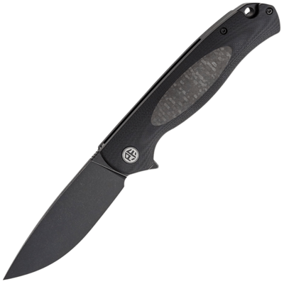 Petrified Fish PFB03 Stamp Black Stonewashed D2 Carbon Fiber With Black G10 PFB03DDW - KNIFESTOCK