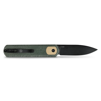 Vosteed Corgi 14C28N Black Stonewash Green Micarta CG3SVM1 - KNIFESTOCK