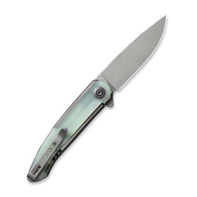 WE Smooth Sentinel Knife Gray Titanium Handle With Natural G10 Inlay Gray Stonewashed CPM-20CV Blade - KNIFESTOCK