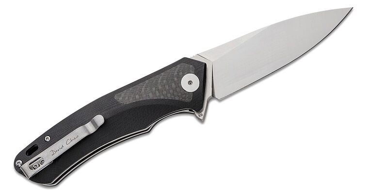 Petrified Fish PF838 Pub Satin D2 Carbon Fiber With Black G10 PF838CS - KNIFESTOCK