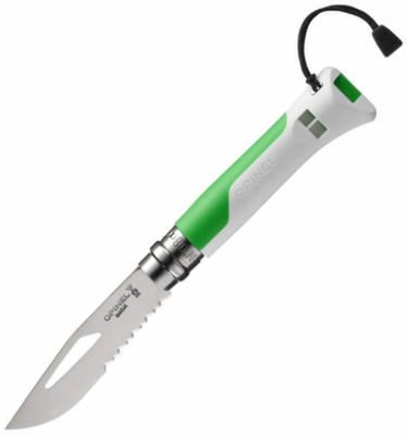 Opinel 002319 VRI N°08 Inox Outdoor Fluo Green Taschenmesser mit Pfeife - KNIFESTOCK