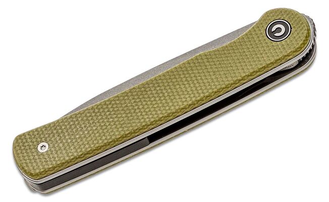 CIVIVI Stylum Front Flipper Olijf Micarta Grijs Stonewashed C20010B-B - KNIFESTOCK