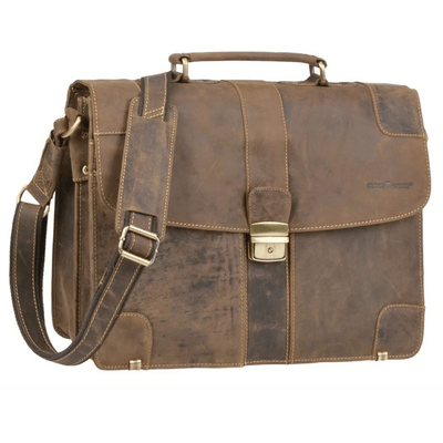 GreenBurry Vintage Leather BriefcaseAntique brown 38x30cm - KNIFESTOCK