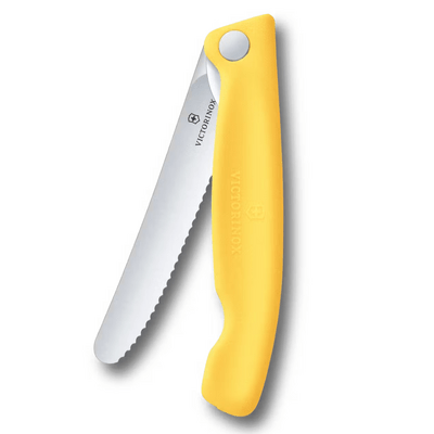 Victorinox Swiss Classic Skladací, ovocie/zelenina, 11cm, zubkovaný, žltý - KNIFESTOCK