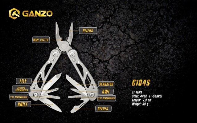 Ganzo G104-S (G2015S) Multi Tool Ganzo Silber - KNIFESTOCK