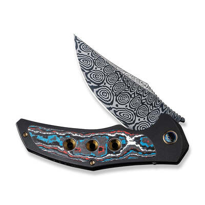 We magnetron black titanium handle with nebula Fat Carbon Fiber inlay Heimskringla Damasteel Blade w - KNIFESTOCK