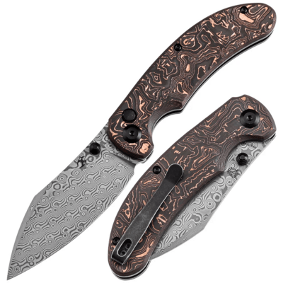 Kansept Nesstreet Damascus Copper Carbon Fiber K1039F7 - KNIFESTOCK